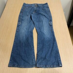 Apollo Jeans Womens Vintage Y2K Flare Wide Leg Grommet Pocket Denim Blue 15/16